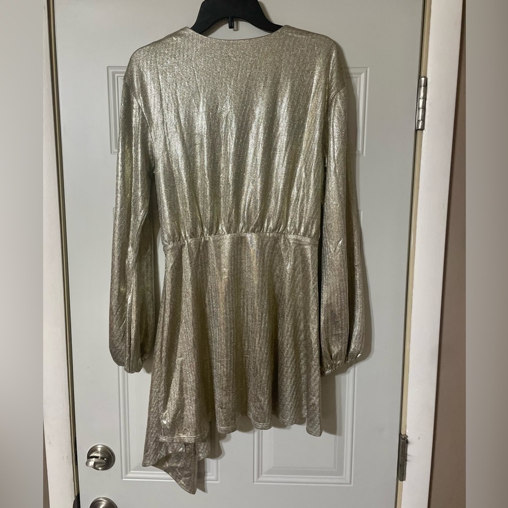 House of Harlow 1960 x Revolve Aniela Mini Dress in Pewter Lined Size Medium - Picture 10 of 11